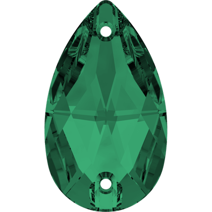 (image for) 3230 18x10mm. Emerald 2 Hole Sew on Pack Qty 6
